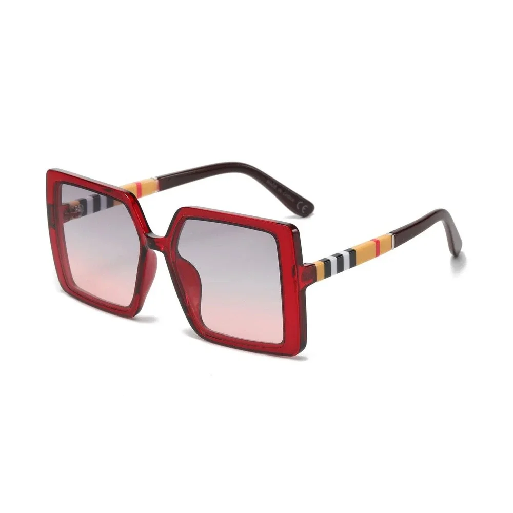 Women Big XXL Square Red Gradient Sunglasses Retro Statement Shades Luxury Style
